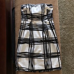 Express geometric strapless dress
